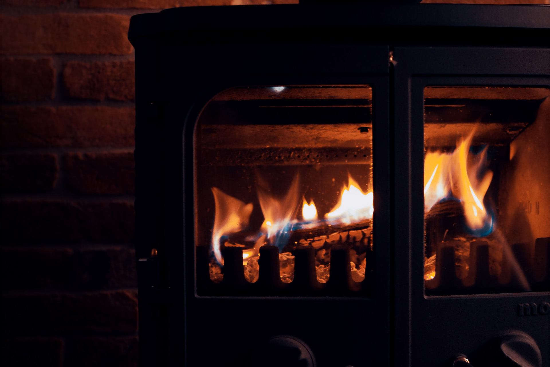 Brændovn med levende ild